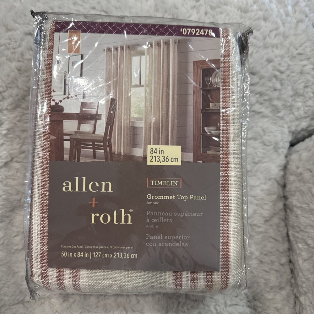 allen+roth Timblin 84" TIMBLIN Grommet Top Panel Curtain Rust Amber Natural